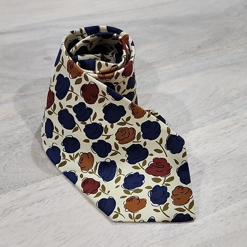 VALENTINO MADE IN ITALY MEN'S ELEGANT TIES BLUE BROWN